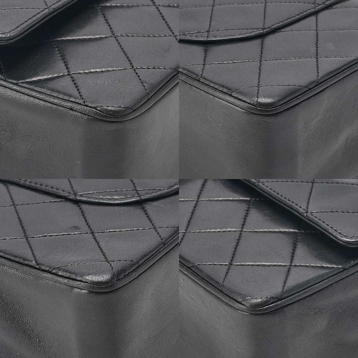 CHANEL Lambskin Matelasse Straight Flap Tang Lock Double Flap Chain Shoulder Bag Black Gold-Tone Hardware, Pre-Owned