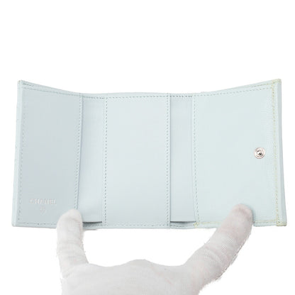 CHANEL Matelasse Coco Mark Trifold Compact Wallet Caviar Skin Light Blue Silver-Tone Hardware, Pre-Owned