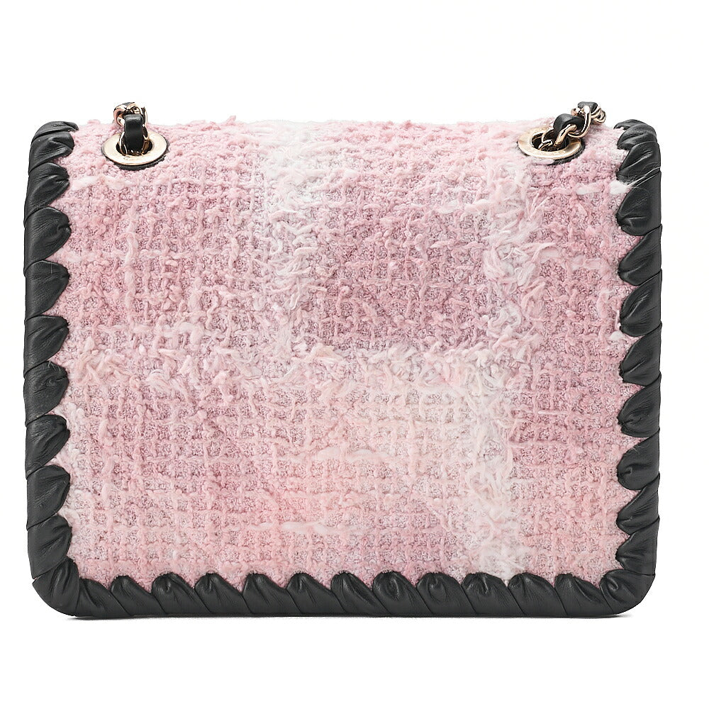 CHANEL Tweed x Lambskin Cruise Collection Chain Shoulder Bag Pink x Black Gold-Tone Hardware, Pre-Owned