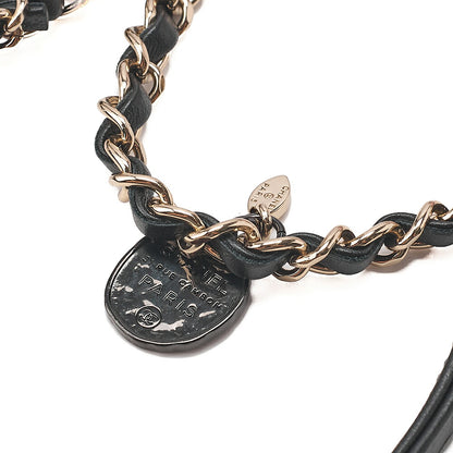 CHANEL Tweed x Lambskin Cruise Collection Chain Shoulder Bag Pink x Black Gold-Tone Hardware, Pre-Owned