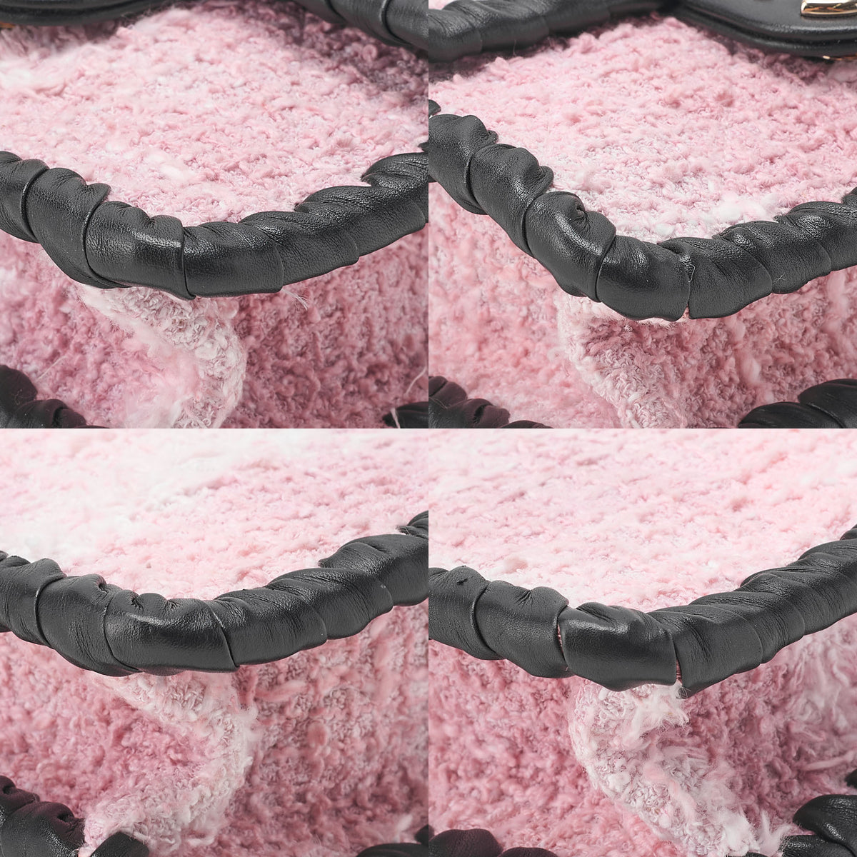 CHANEL Tweed x Lambskin Cruise Collection Chain Shoulder Bag Pink x Black Gold-Tone Hardware, Pre-Owned