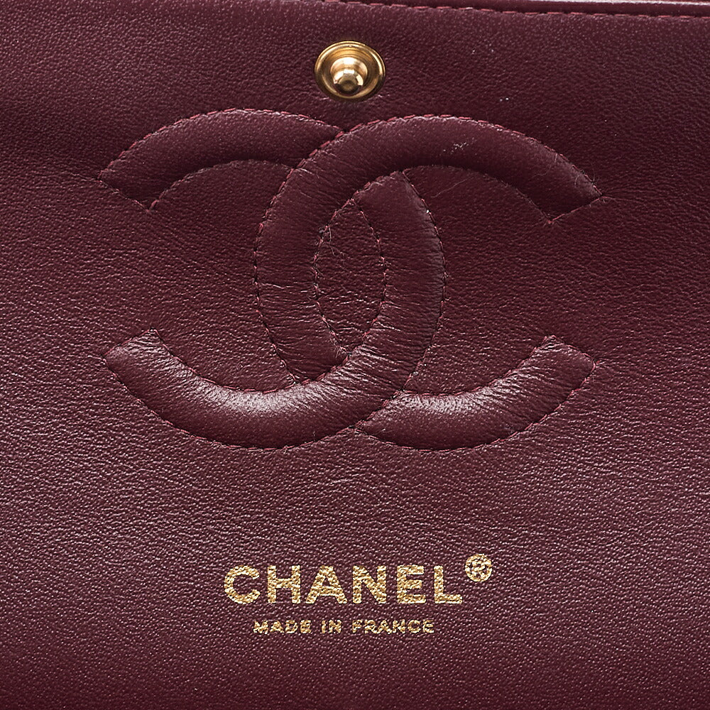 CHANEL Caviar Skin Matelasse Double Flap 25cm Chain Shoulder Black Gold-Tone Hardware, Pre-Owned