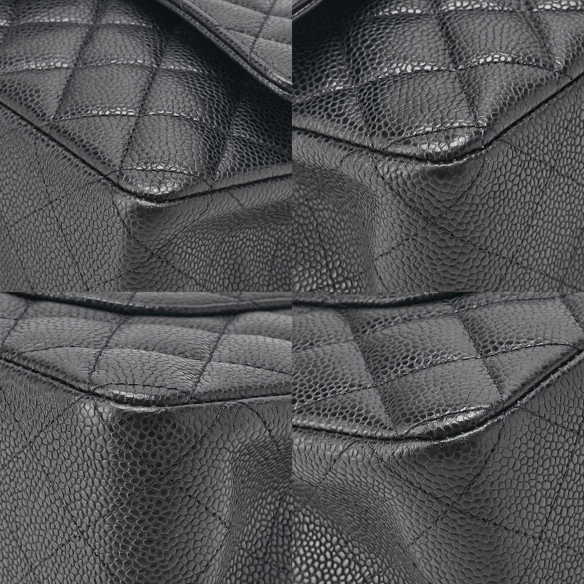 CHANEL Caviar Skin Matelasse Double Flap 25cm Chain Shoulder Black Gold-Tone Hardware, Pre-Owned