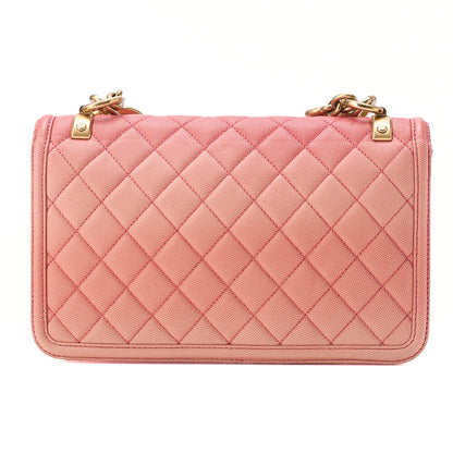 CHANEL Matelasse 2WAY Shoulder Caviar Skin Salmon Pink Gold-Tone Hardware, Pre-Owned