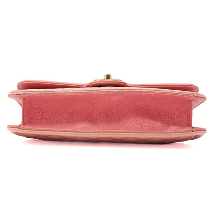 CHANEL Matelasse 2WAY Shoulder Caviar Skin Salmon Pink Gold-Tone Hardware, Pre-Owned