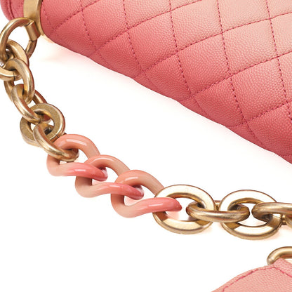 CHANEL Matelasse 2WAY Shoulder Caviar Skin Salmon Pink Gold-Tone Hardware, Pre-Owned