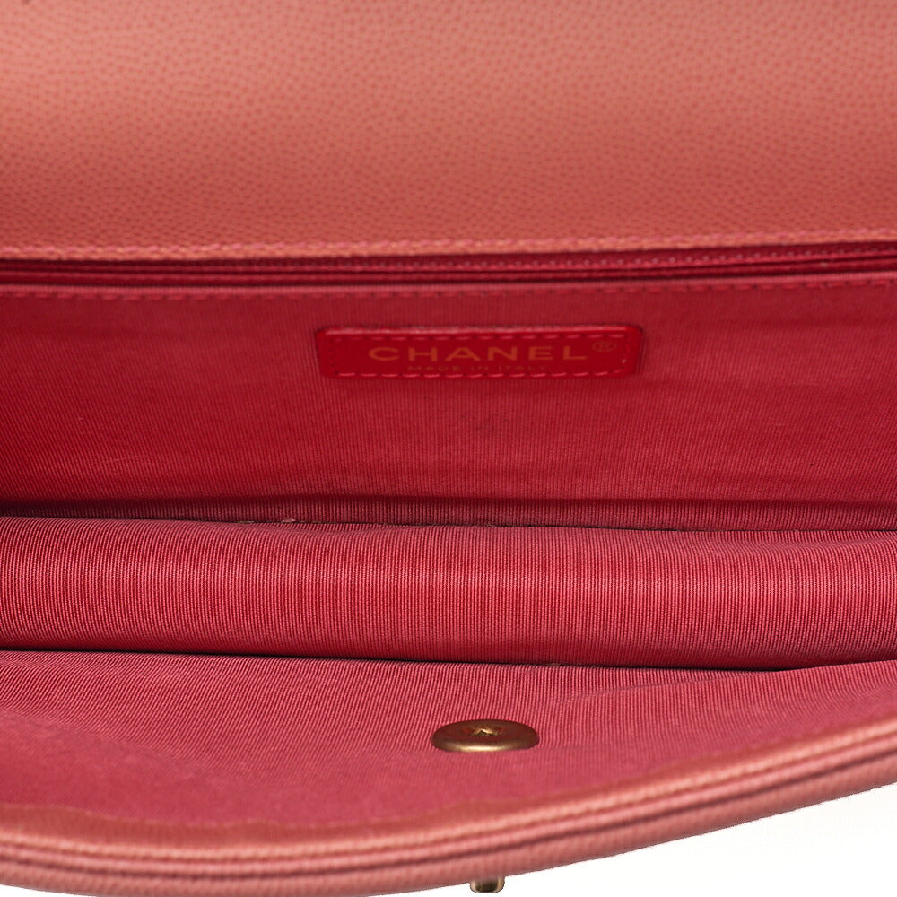 CHANEL Matelasse 2WAY Shoulder Caviar Skin Salmon Pink Gold-Tone Hardware, Pre-Owned