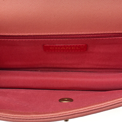 CHANEL Matelasse 2WAY Shoulder Caviar Skin Salmon Pink Gold-Tone Hardware, Pre-Owned