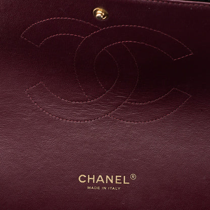 CHANEL Caviar Skin Deka Matelasse 33cm Double Flap Chain Shoulder Bag Black Gold-Tone Hardware, Pre-Owned