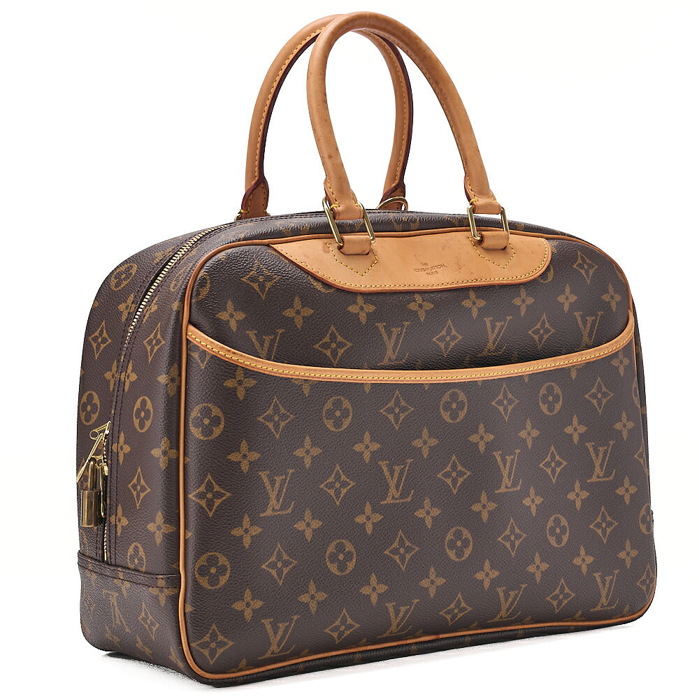 LOUIS VUITTON Louis Vuitton Monogram Deauville Handbag M47270 Brown Gold-Tone Hardware, Pre-Owned
