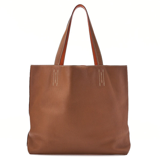 Hermes Hermes Double Sense 36 Taurillon Clemence Tote Bag Gold x Orange  Pre-Owned