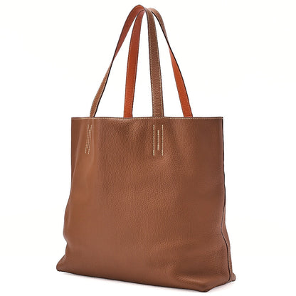 Hermes Hermes Double Sense 36 Taurillon Clemence Tote Bag Gold x Orange  Pre-Owned