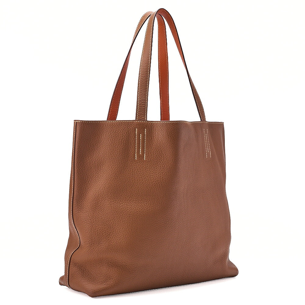 Hermes Hermes Double Sense 36 Taurillon Clemence Tote Bag Gold x Orange  Pre-Owned