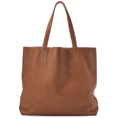 Hermes Hermes Double Sense 36 Taurillon Clemence Tote Bag Gold x Orange  Pre-Owned