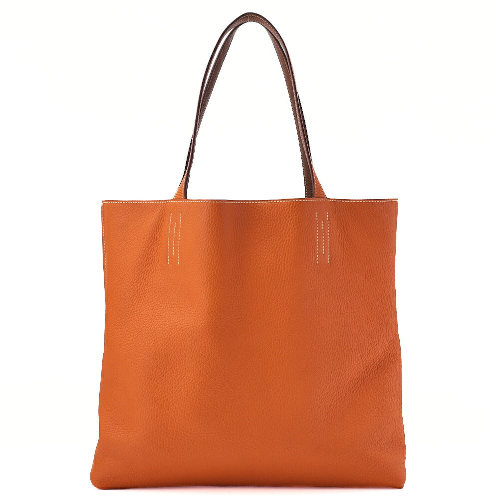 Hermes Hermes Double Sense 36 Taurillon Clemence Tote Bag Gold x Orange  Pre-Owned