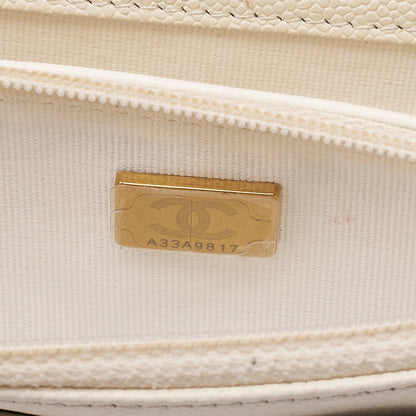 CHANEL Chanel Matelasse Chain Wallet Caviar Skin White Gold-Tone Hardware, Pre-Owned