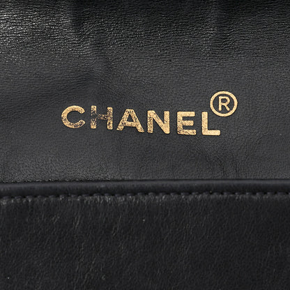 CHANEL Lambskin Matelasse Single Flap Chain Shoulder Navy X White Gold-Tone Hardware, Pre-Owned