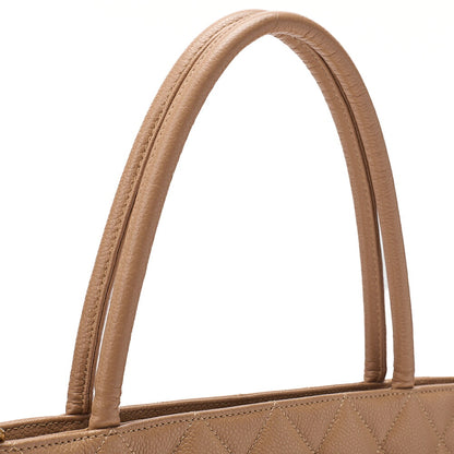 CHANEL Matelasse Reissue Tote Caviar Skin Beige Tote Bag Gold-Tone Hardware, Pre-Owned