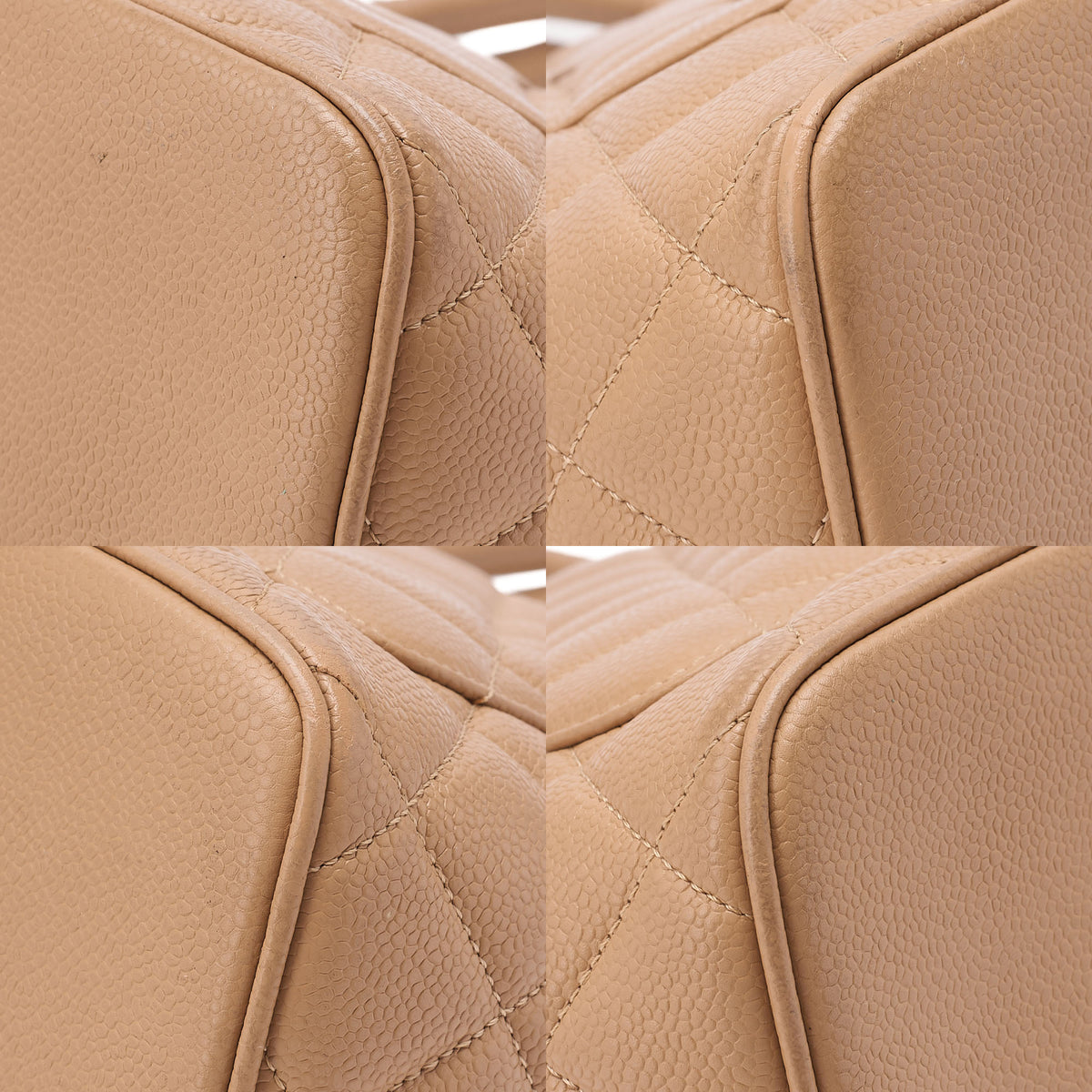 CHANEL Matelasse Reissue Tote Caviar Skin Beige Tote Bag Gold-Tone Hardware, Pre-Owned