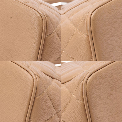 CHANEL Matelasse Reissue Tote Caviar Skin Beige Tote Bag Gold-Tone Hardware, Pre-Owned