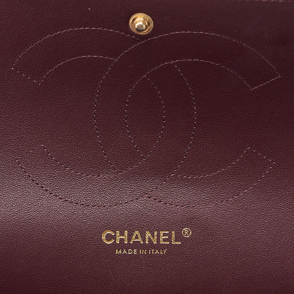 CHANEL Caviar Skin Deka Matelasse Double Flap Chain Shoulder Bag Black Gold-Tone Hardware, Pre-Owned