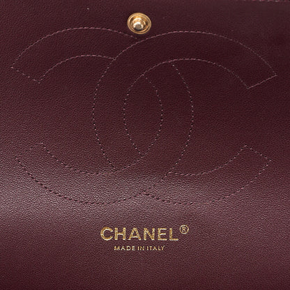 CHANEL Caviar Skin Deka Matelasse Double Flap Chain Shoulder Bag Black Gold-Tone Hardware, Pre-Owned
