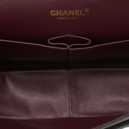 CHANEL Caviar Skin Deka Matelasse Double Flap Chain Shoulder Bag Black Gold-Tone Hardware, Pre-Owned