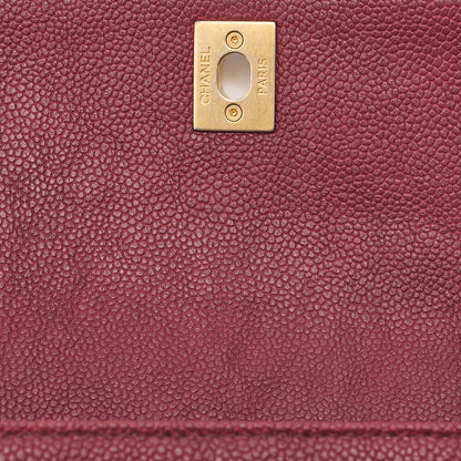 CHANEL Caviar Skin Matelasse Single Flap Chain Shoulder Red Gold-Tone Hardware, Pre-Owned