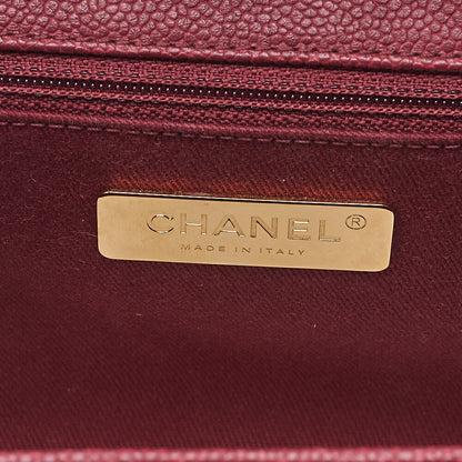 CHANEL Caviar Skin Matelasse Single Flap Chain Shoulder Red Gold-Tone Hardware, Pre-Owned