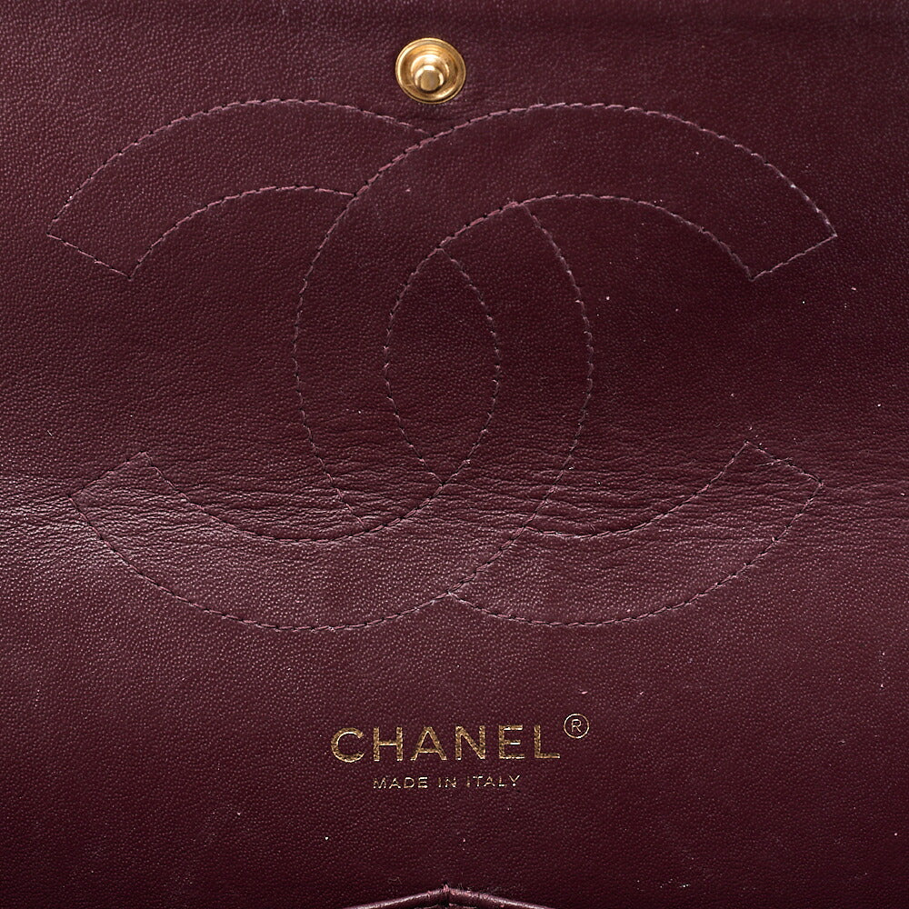 CHANEL Caviar Skin Deka Matelasse Double Flap Chain Shoulder Bag Black Gold-Tone Hardware, Pre-Owned