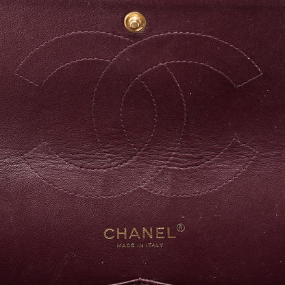 CHANEL Caviar Skin Deka Matelasse Double Flap Chain Shoulder Bag Black Gold-Tone Hardware, Pre-Owned