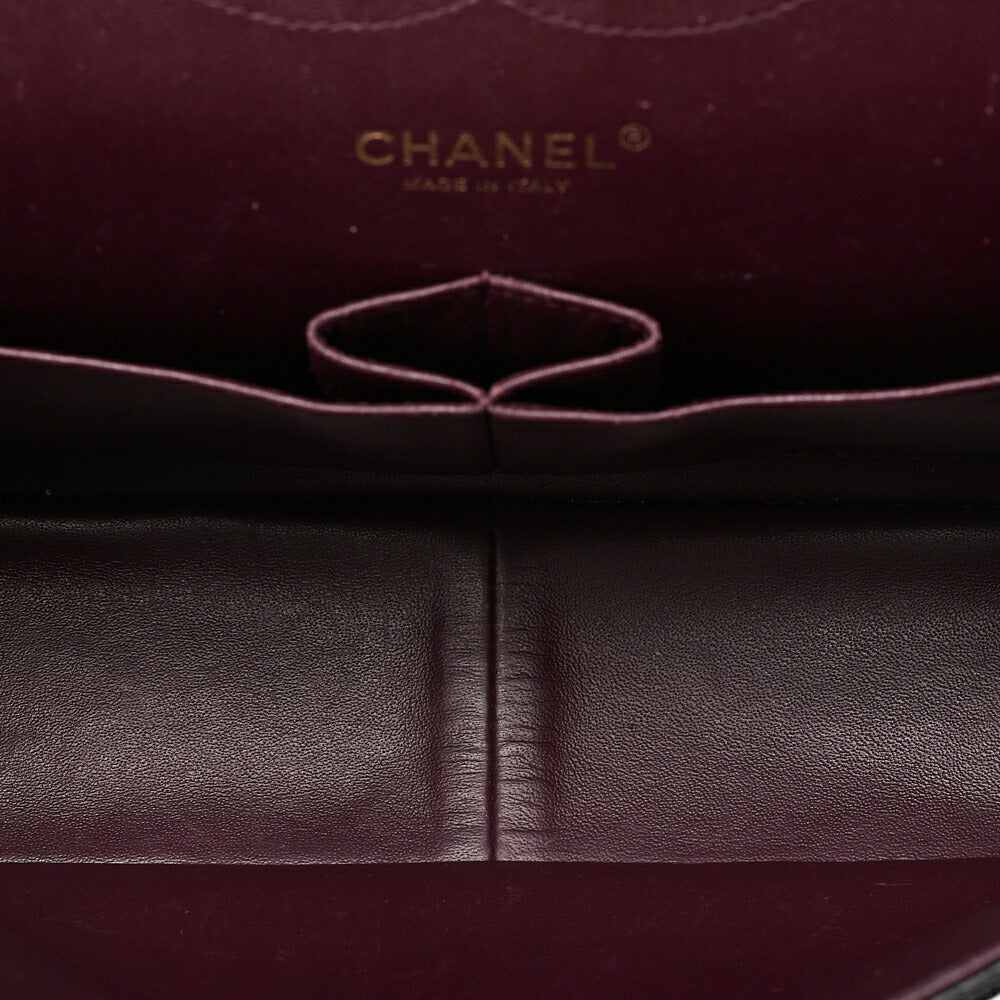 CHANEL Caviar Skin Deka Matelasse Double Flap Chain Shoulder Bag Black Gold-Tone Hardware, Pre-Owned