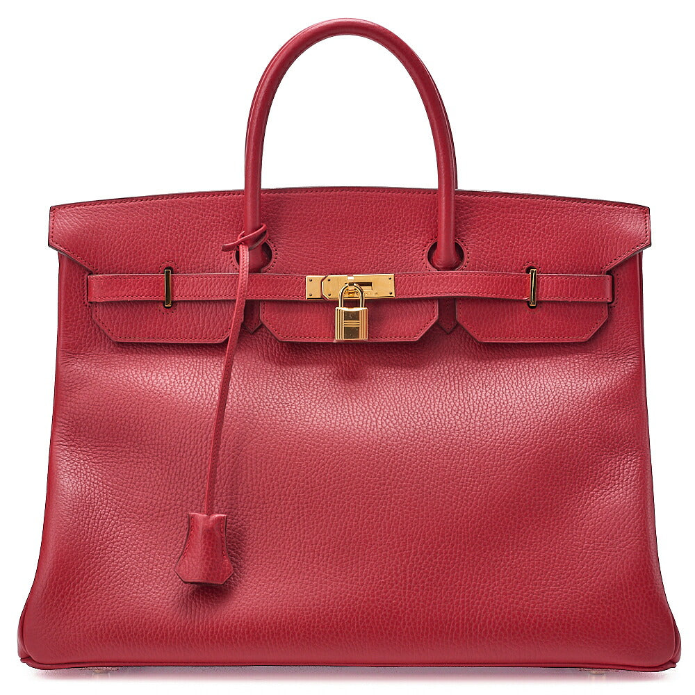 Hermes Birkin 40 Ardennes Handbag Rouge Gold-Tone Hardware, Pre-Owned