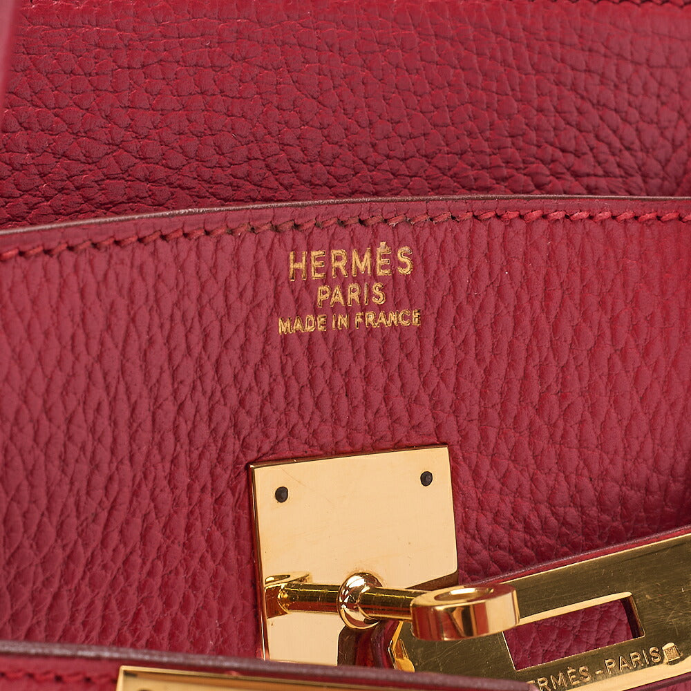 Hermes Birkin 40 Ardennes Handbag Rouge Gold-Tone Hardware, Pre-Owned