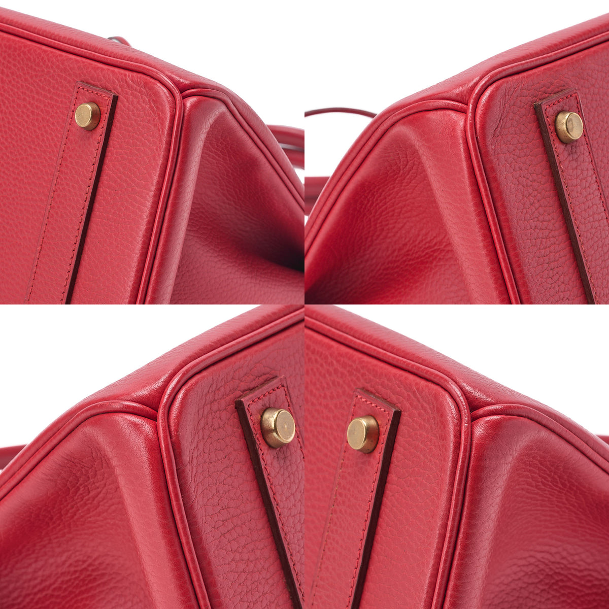 Hermes Birkin 40 Ardennes Handbag Rouge Gold-Tone Hardware, Pre-Owned