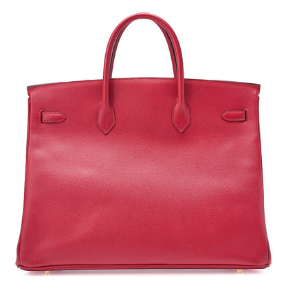 Hermes Birkin 40 Rutournais Epson Handbag Rouge Viffe Gold-Tone Hardware, Pre-Owned