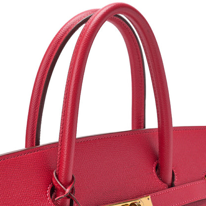 Hermes Birkin 40 Rutournais Epson Handbag Rouge Viffe Gold-Tone Hardware, Pre-Owned