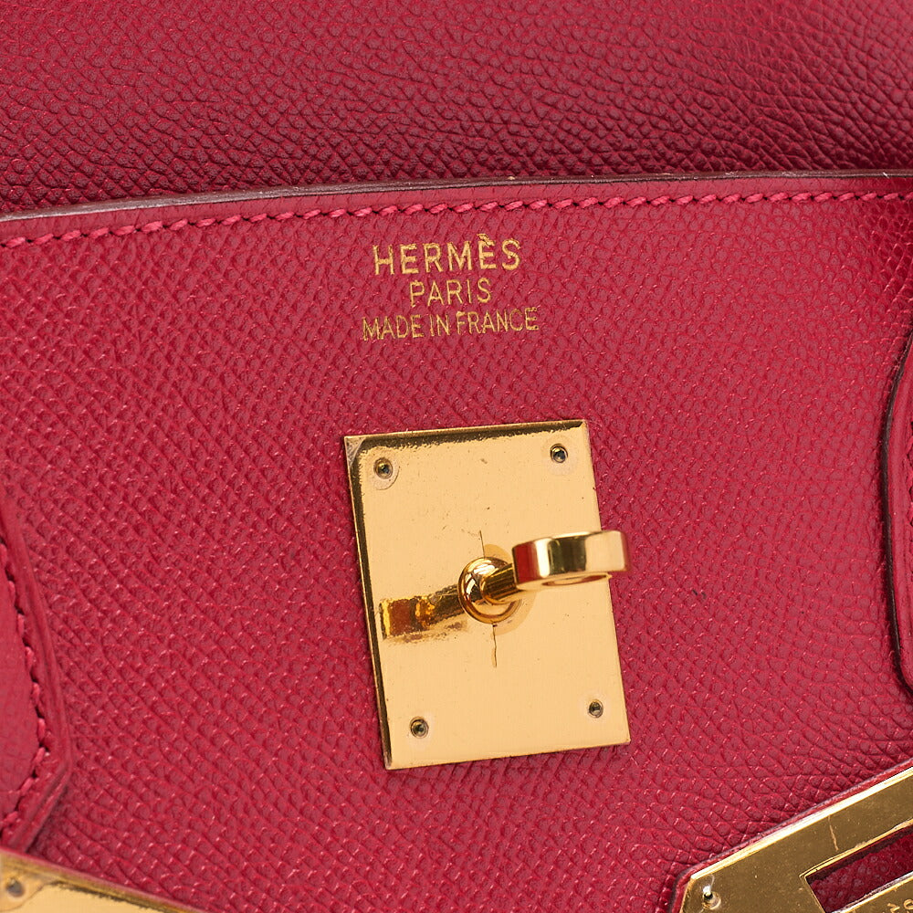 Hermes Birkin 40 Rutournais Epson Handbag Rouge Viffe Gold-Tone Hardware, Pre-Owned