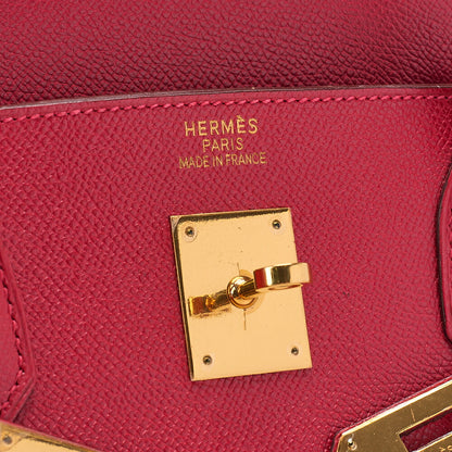 Hermes Birkin 40 Rutournais Epson Handbag Rouge Viffe Gold-Tone Hardware, Pre-Owned