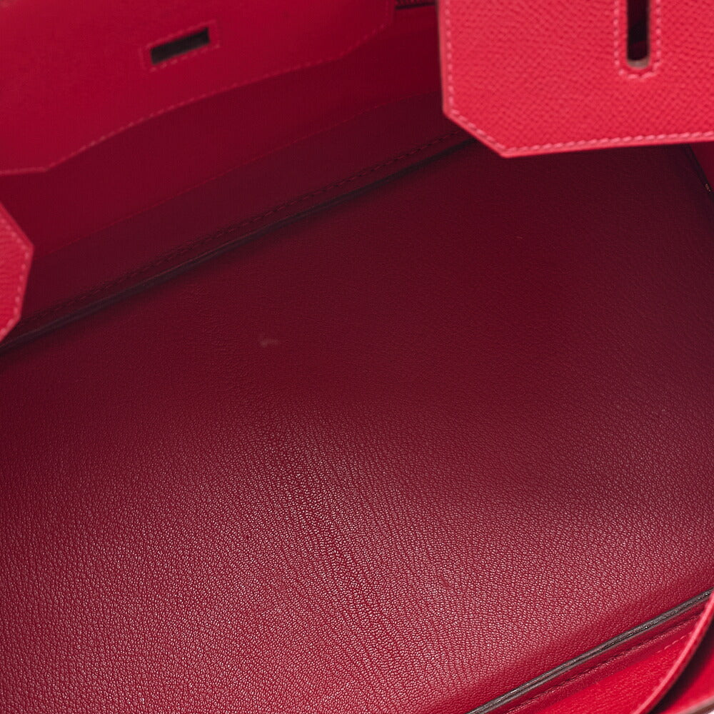 Hermes Birkin 40 Rutournais Epson Handbag Rouge Viffe Gold-Tone Hardware, Pre-Owned