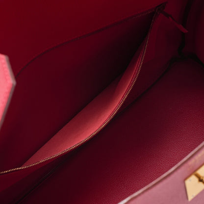 Hermes Birkin 40 Rutournais Epson Handbag Rouge Viffe Gold-Tone Hardware, Pre-Owned
