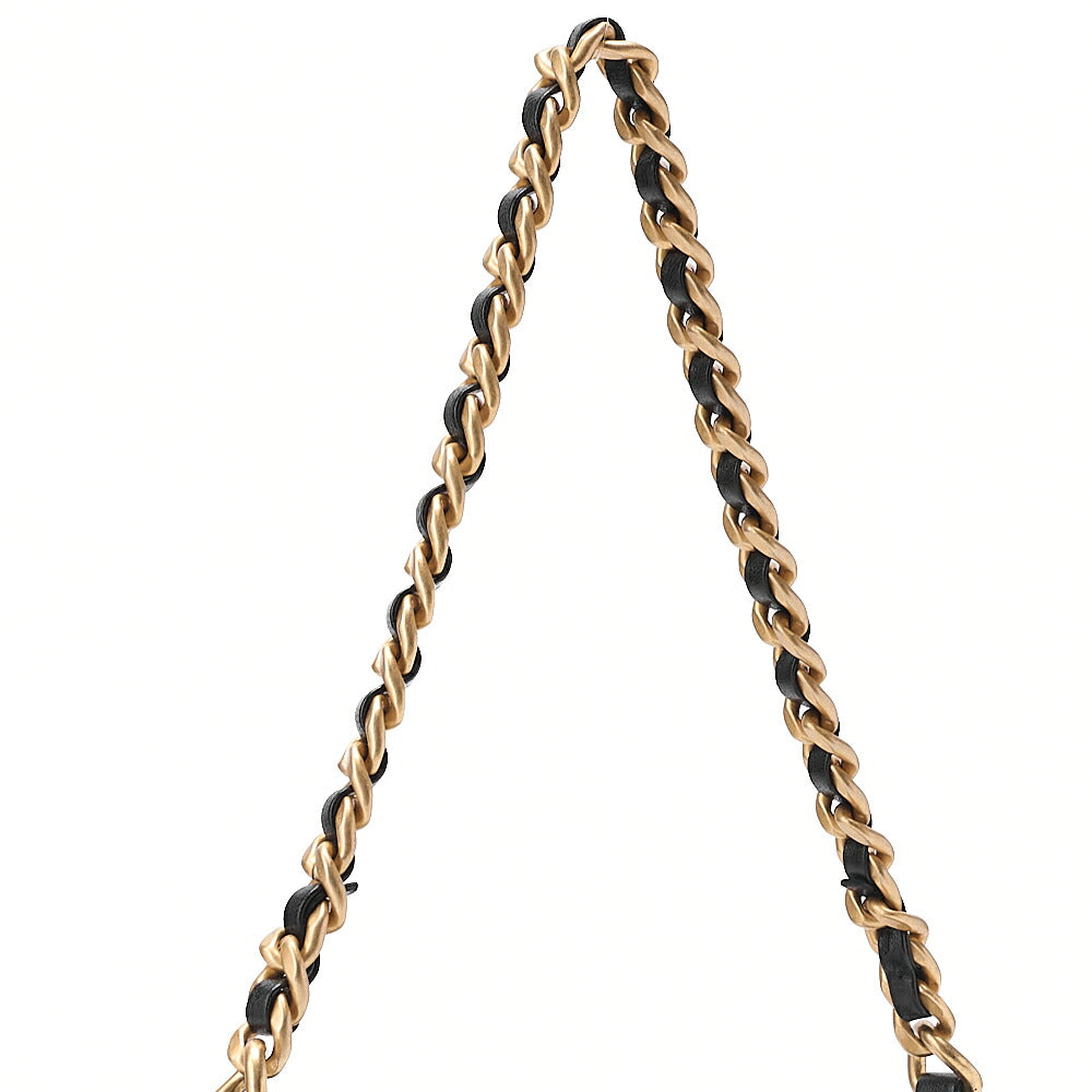 CHANEL Lambskin Matelasse Hobo Bag Chain Shoulder Black Gold-Tone Hardware, Pre-Owned