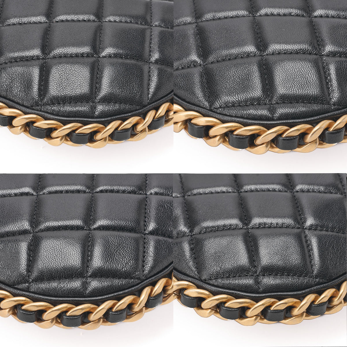 CHANEL Lambskin Matelasse Hobo Bag Chain Shoulder Black Gold-Tone Hardware, Pre-Owned