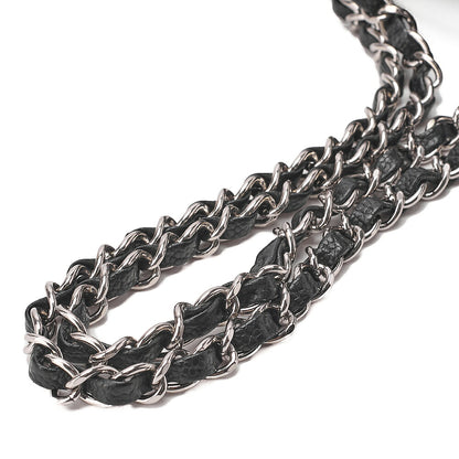 CHANEL Caviar Skin Matelasse Double Flap 25cm Chain Shoulder Black Silver-Tone Hardware, Pre-Owned