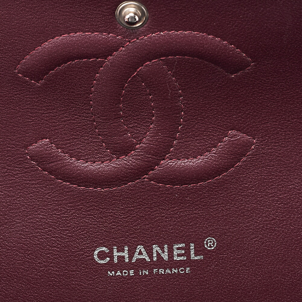 CHANEL Caviar Skin Matelasse Double Flap 25cm Chain Shoulder Black Silver-Tone Hardware, Pre-Owned