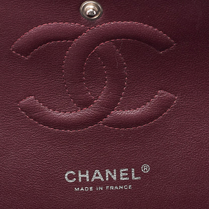 CHANEL Caviar Skin Matelasse Double Flap 25cm Chain Shoulder Black Silver-Tone Hardware, Pre-Owned