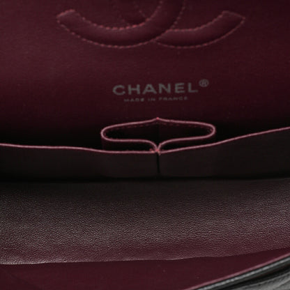 CHANEL Caviar Skin Matelasse Double Flap 25cm Chain Shoulder Black Silver-Tone Hardware, Pre-Owned