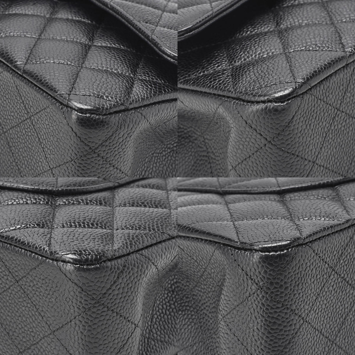 CHANEL Caviar Skin Matelasse Double Flap 25cm Chain Shoulder Black Silver-Tone Hardware, Pre-Owned