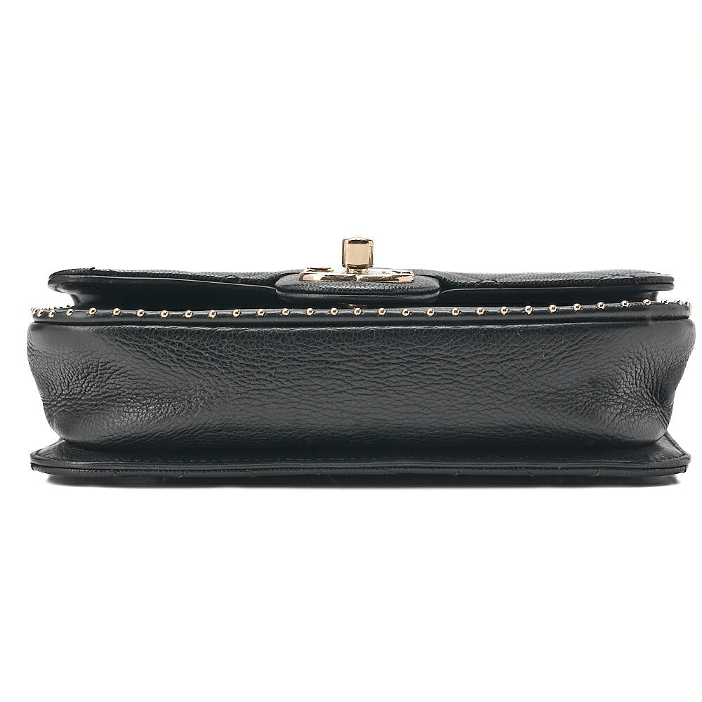 CHANEL Matelasse Caviar Skin Single Flap 2-Way Chain Shoulder Black Gold-Tone Hardware, Pre-Owned