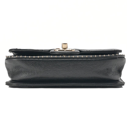 CHANEL Matelasse Caviar Skin Single Flap 2-Way Chain Shoulder Black Gold-Tone Hardware, Pre-Owned